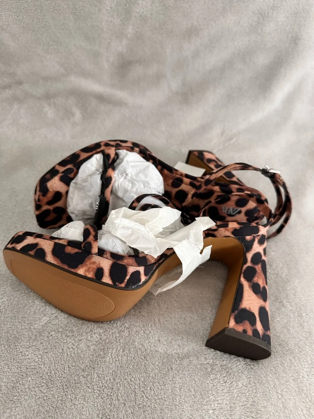 ZARA Leopard Print Block Heel Sandals - Women Size 7 1/2 - Picture 3 of 5